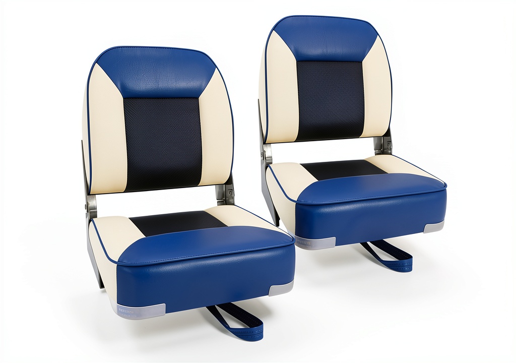 Installing Skureay Boat Seat Blue White Universal Fit on a wooden deck