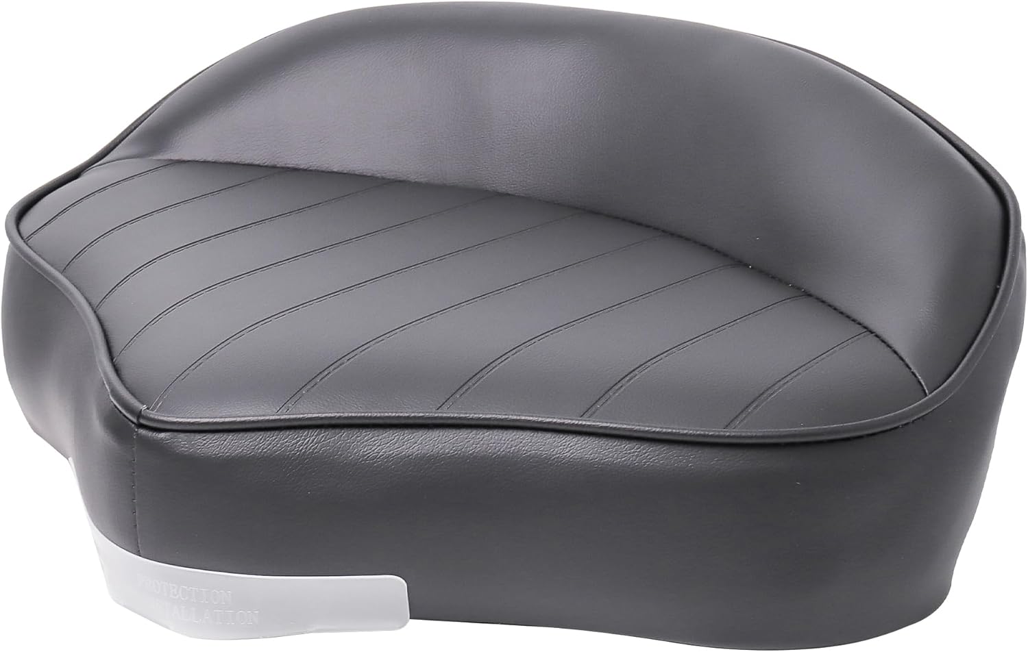 Installing Vancus Universal Boat Seat Black Faux Leather on a wooden dock with tools laid out