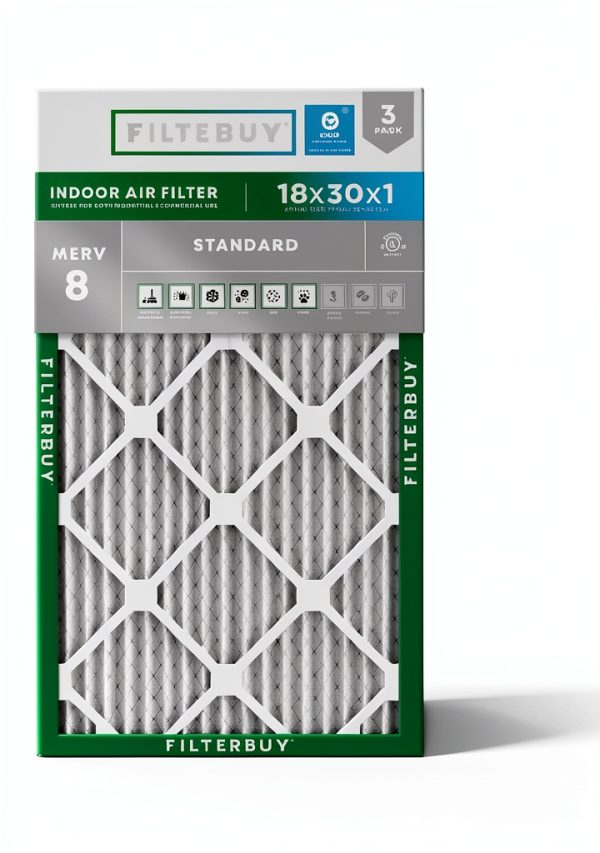 Air Filter 18x30x1 MERV 8 Dust and Allergy Defense Filterbuy 3 Pack-0