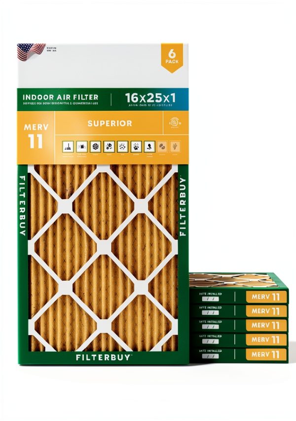 Air Filter Filterbuy 16x25x1 MERV 11 Pet & Allergy Defense 6-Pack-0