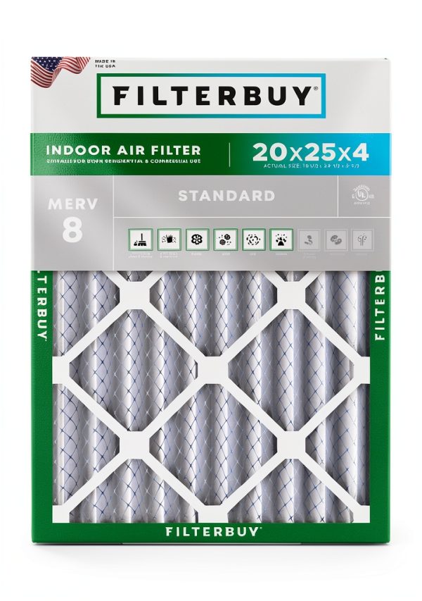 Air Filter 20x25x4 MERV 8 Dust & Allergy Defense by Filterbuy 1-Pack-0